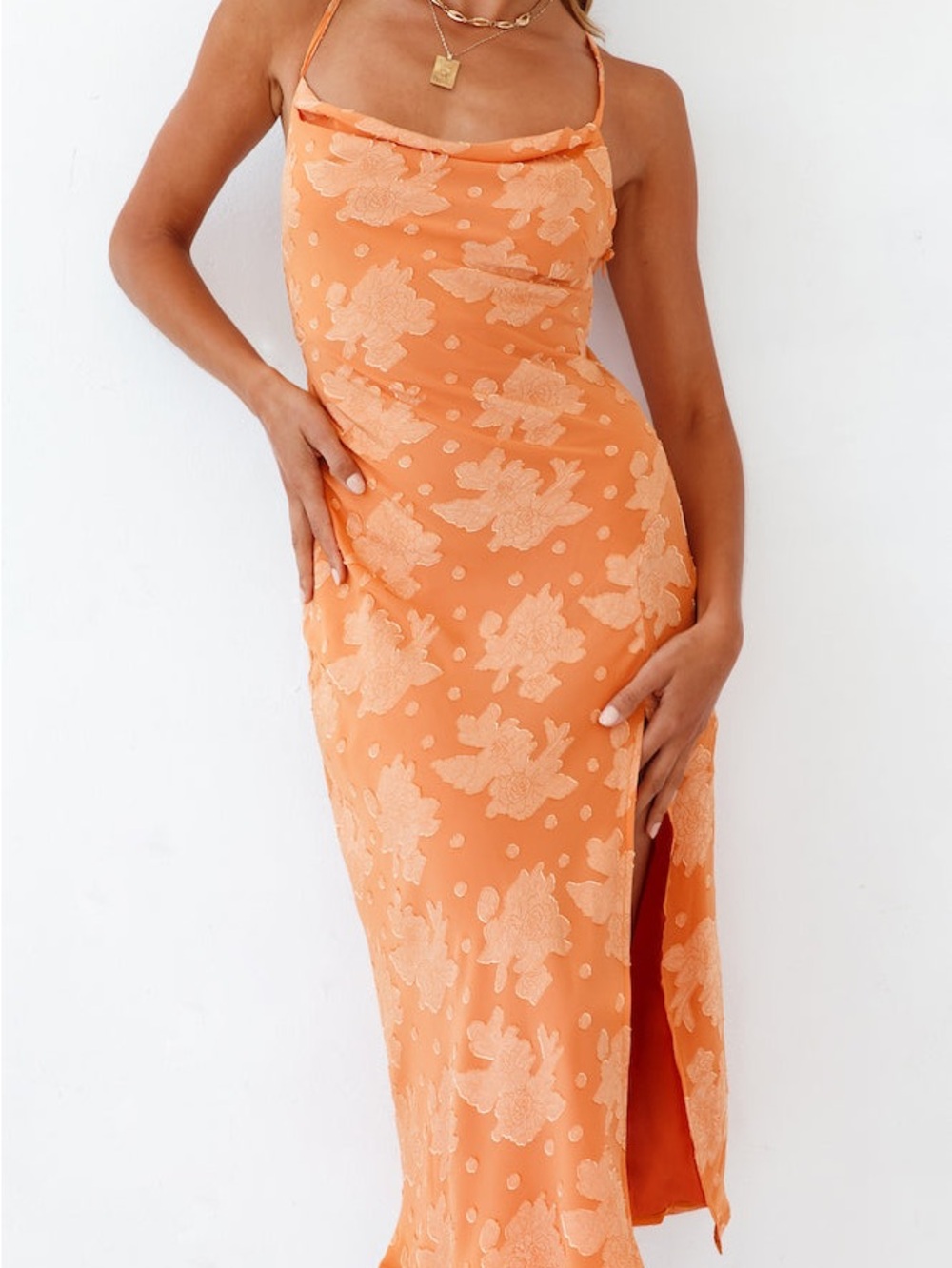Fortunate One Leora Midi Dress Orange